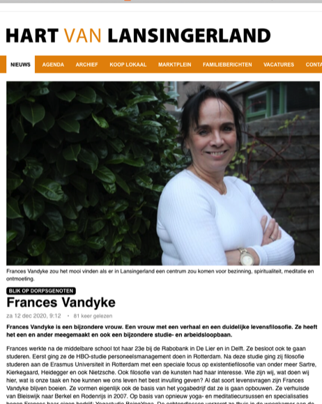 Blik op dorpsgenoten, artikel over GFrances Vandyke